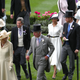 Camilla, Duchess of Cornwall (third from left); Prince Charles, Prince of Wales (center); Meghan, Duchess of Sussex (fourth from right); and Prince Harry, Duke of Sussex (third from right), attend day 1 of the Royal Ascot at the Ascot Racecourse on June 19, 2018, in Ascot, England.
